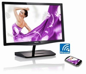 الشاشة23  بوصة فيليبس "Miracast" تقدم قدرات عرض لمحتوي فائق الوضوح بسلالسة و لاسلكياً من شاشة صغيره لأخري أكبر