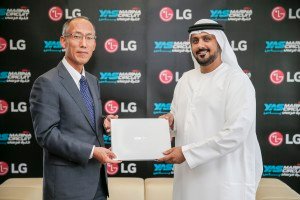 L to R - Mr. D. Y.Kim, President of LG Electronics Gulf FZE and Mr. Al Tareq Al Ameri, CEO of Yas Marina Circuit