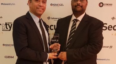 Amit Roy and Mohammad Abid Ali from Paladion with the Best Managed Security Service Provider of the Year Award